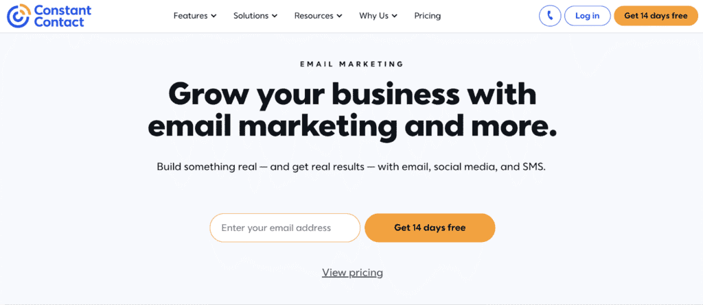 Homepage di Constant Contact