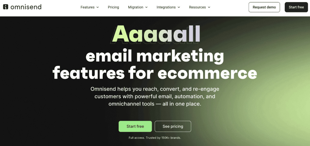 Homepage di Omnisend