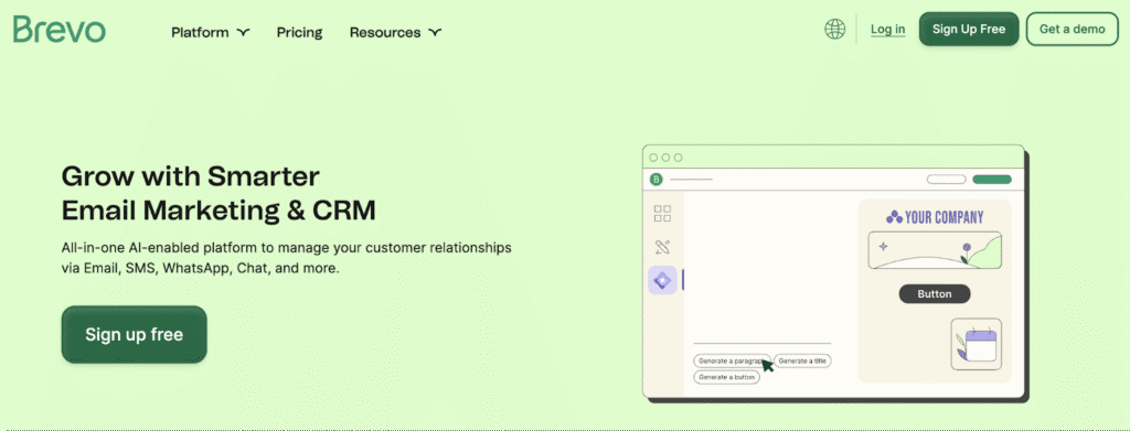 Homepage di Brevo