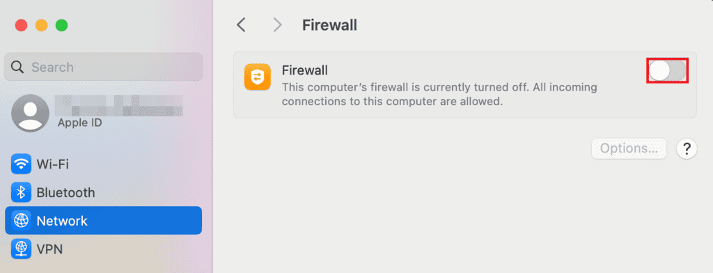 Disattivare il firewall su macOS Sonoma