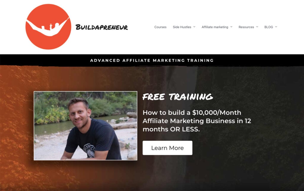 Buildapreneur homepage promozione del marketing di affiliazione formazione