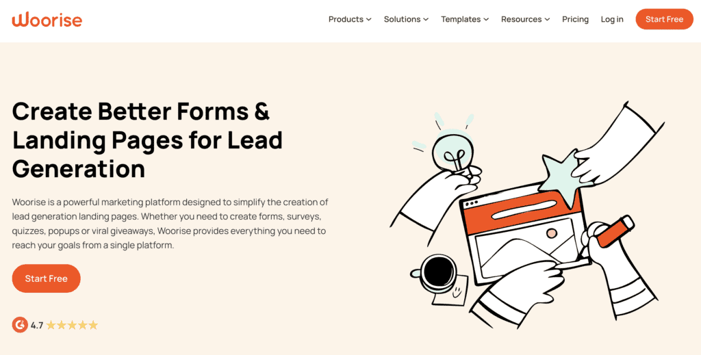 Homepage di Woorise
