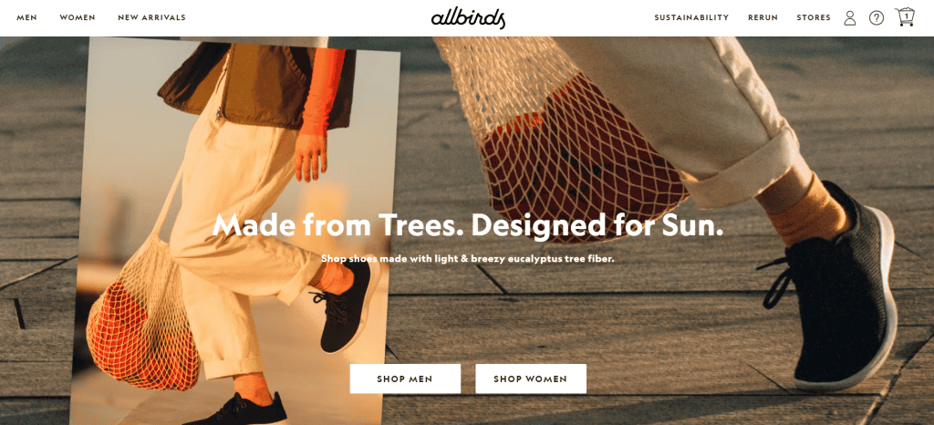 homepage di Allbirds