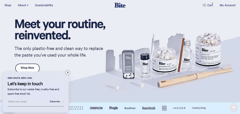 Homepage di Bite Toothpaste Bits