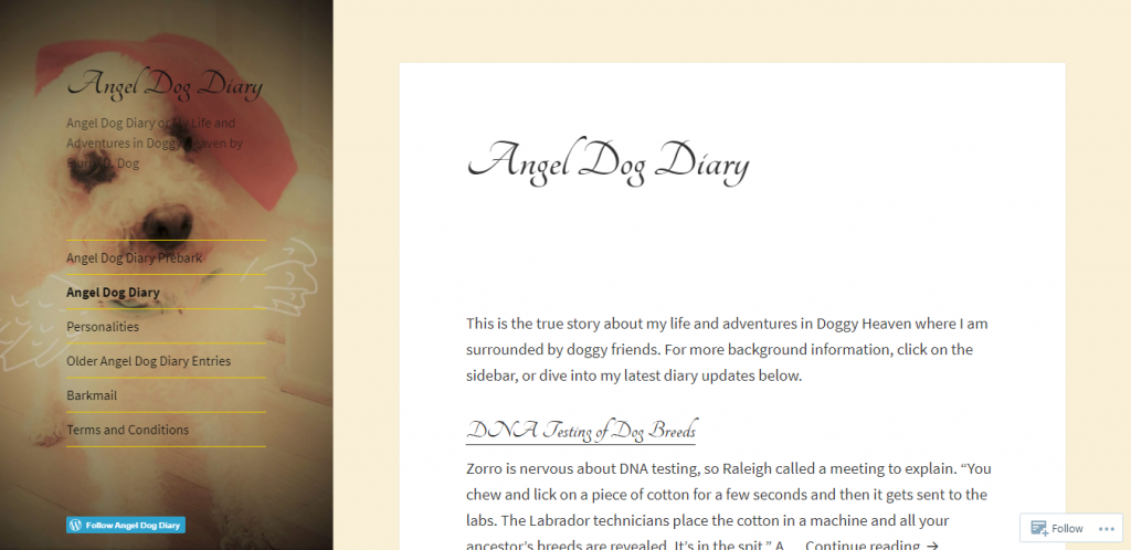 Angel Dog Diary è un blog dedicato ai proprietari di cani.