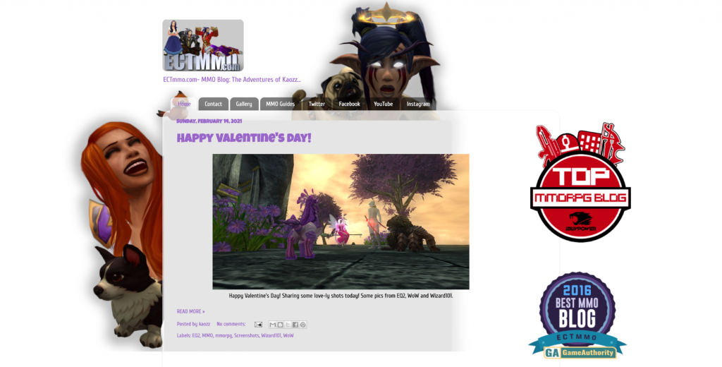 Screenshot dei giochi MMO sul sito web ECTMMO