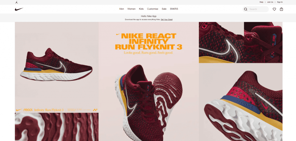 homepage di Nike