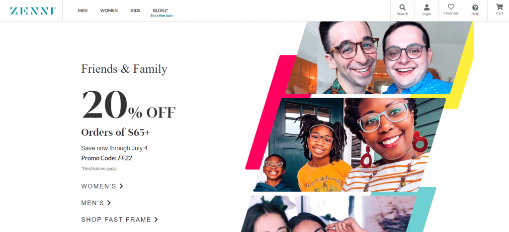 Homepage di Zenni