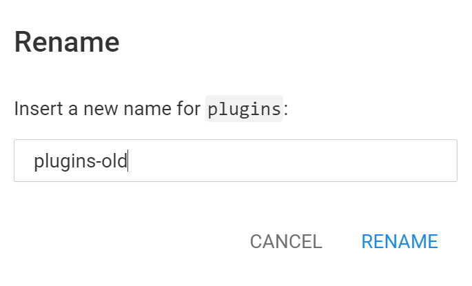 Rinominare la cartella dei plugin in un&rsquo;applicazione di file manager