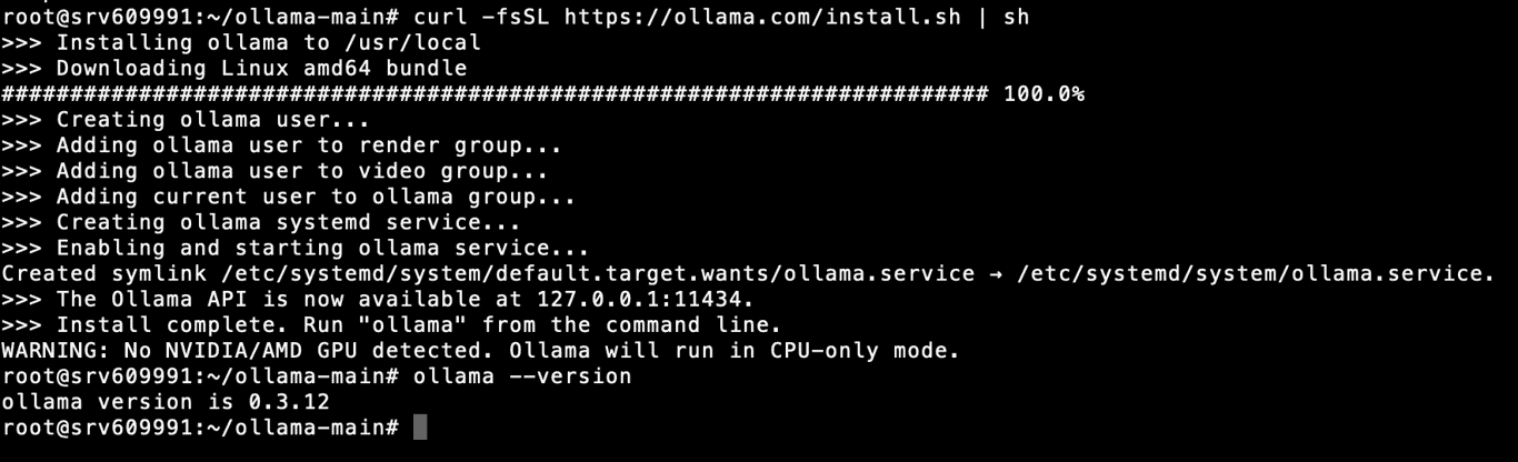 Installa Ollama dal repository ufficiale sul tuo VPS.