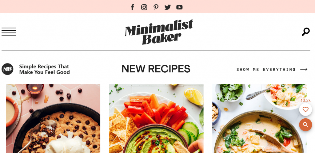 Homepage di Minimalist Baker