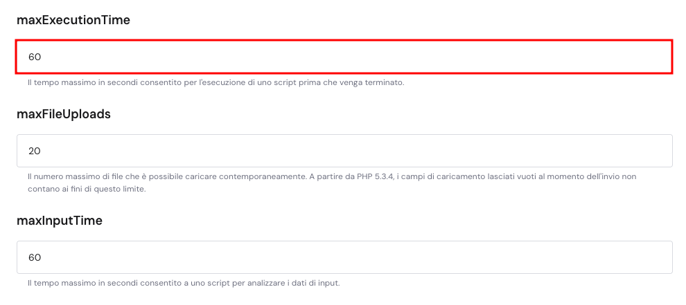 Impostazioni del tempo di esecuzione PHP su hPanel