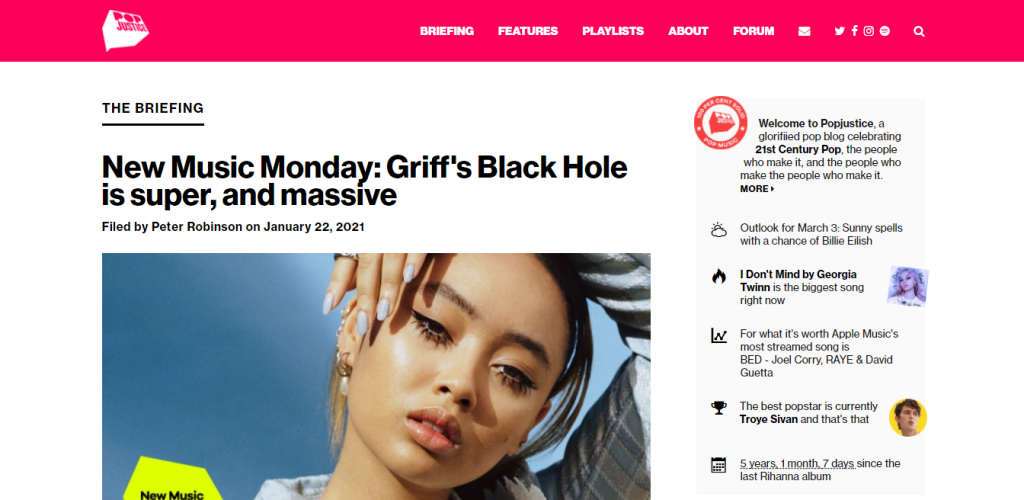 Articolo in evidenza di Pop Justice New Music Monday