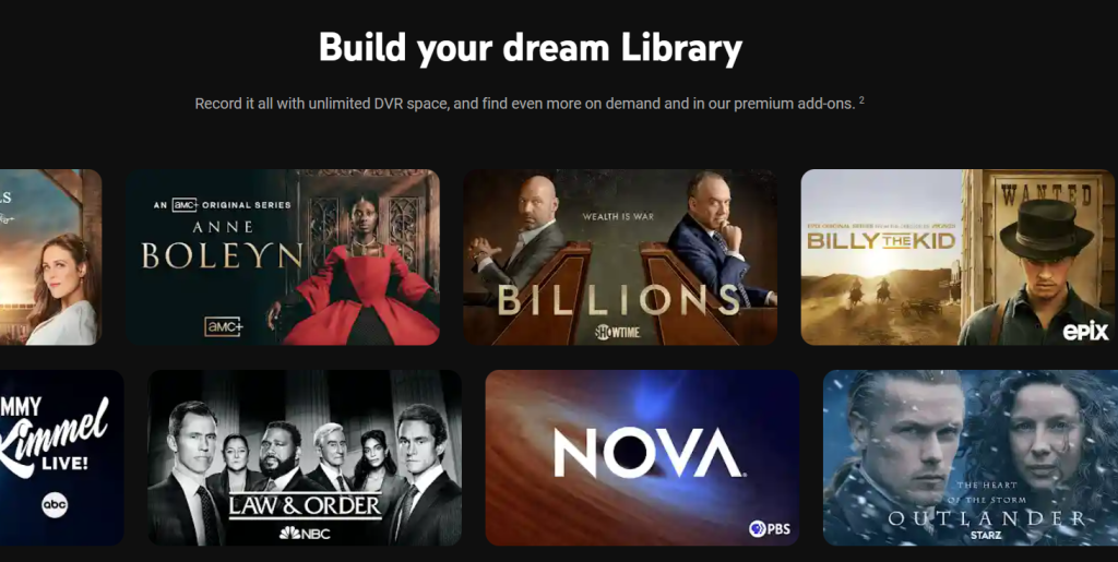 Programmi nella libreria di YouTube TV
