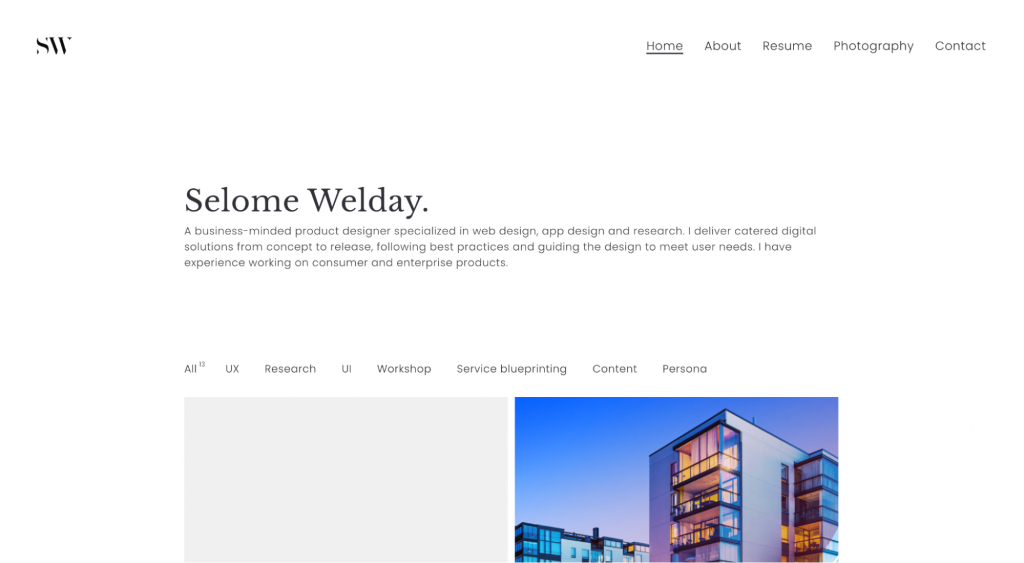 Homepage di Selome Welday