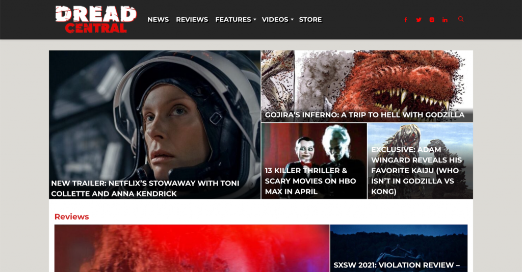 Sposta trailer e recensioni su Dread Central