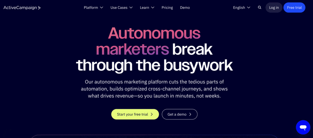 Homepage di ActiveCampaign