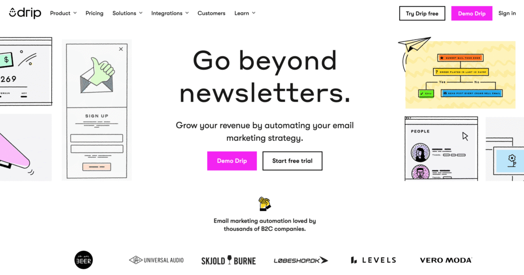Homepage di Drip