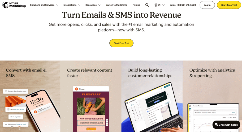 Homepage di Mailchimp