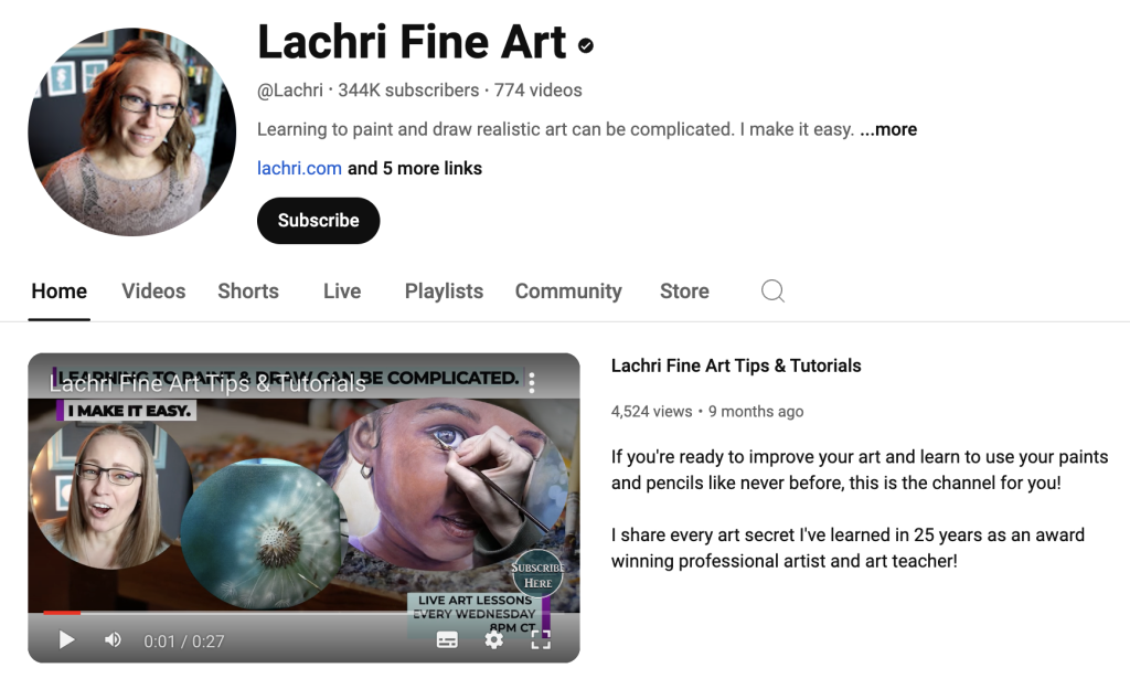 Il canale YouTube di Lachri Fine Art