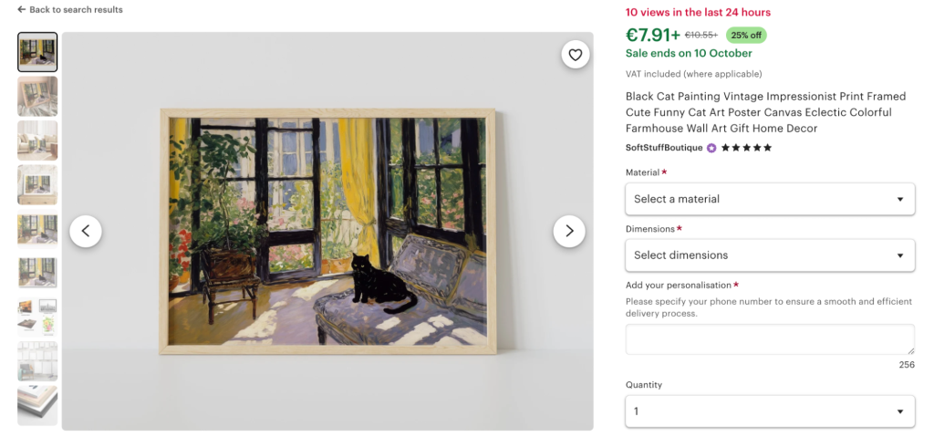 Esempio di prezzi per opere d’arte personalizzate