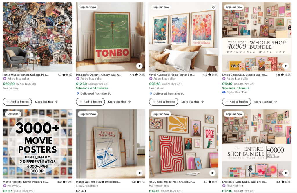 Ricerca di mercato su Etsy - esempio