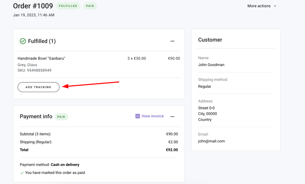 Uso del website builder di Hostinger per monitorare gli ordini