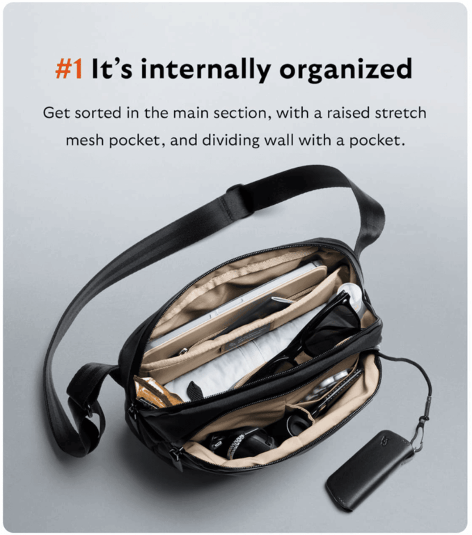 Campagna di email marketing di Bellroy che mostra il prodotto in uso