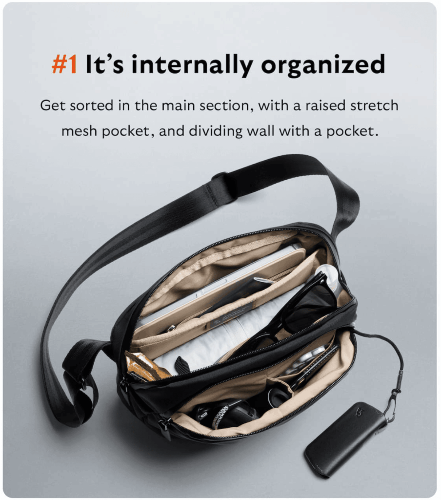 Campagna di email marketing di Bellroy che mostra il prodotto in uso
