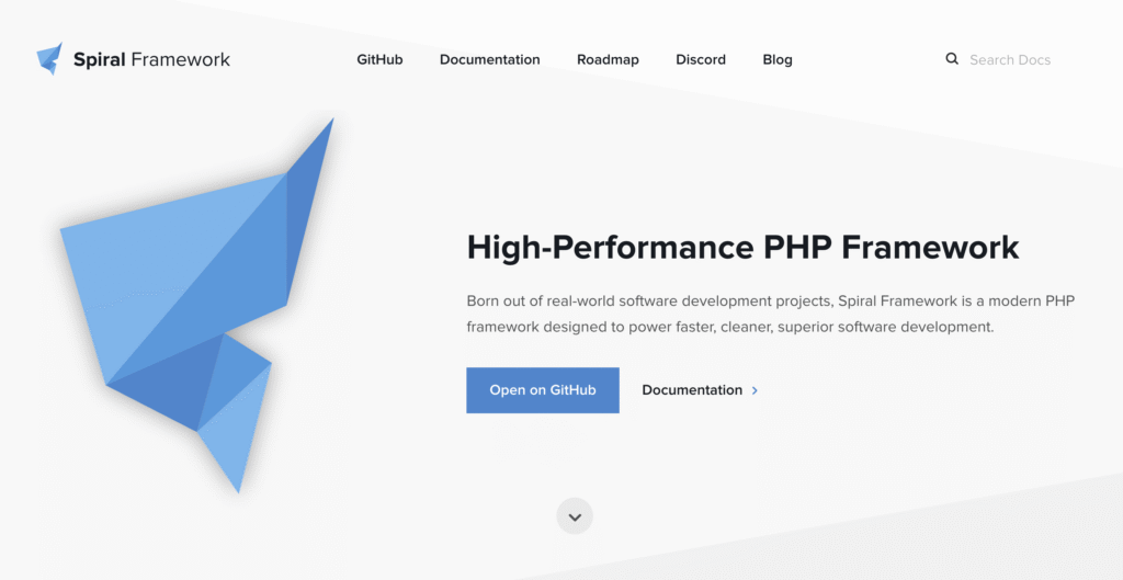 La homepage ufficiale di Spiral Framework
