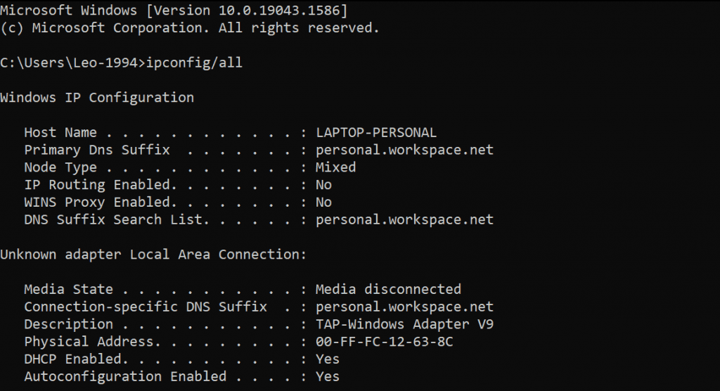 Prompt dei comandi di Windows