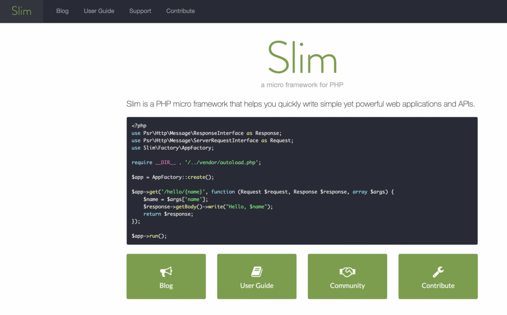 Homepage ufficiale di Slim