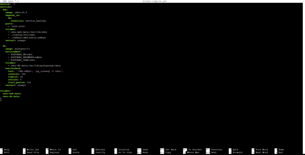 Dopo aver creato il file docker-compose.yml, dobbiamo configurare correttamente Odoo.