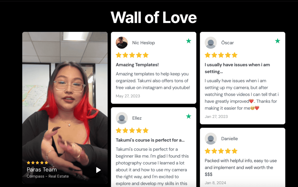 Inizia a creare la pagina di testimonianze online