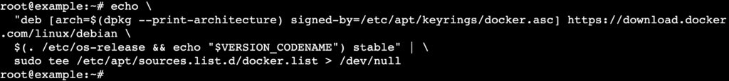 L'output del terminale dopo aver configurato il repository di Docker