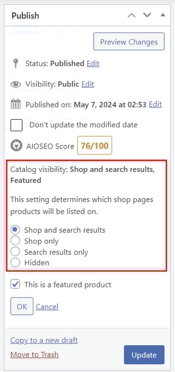 woocommerce product zichtbaarheid