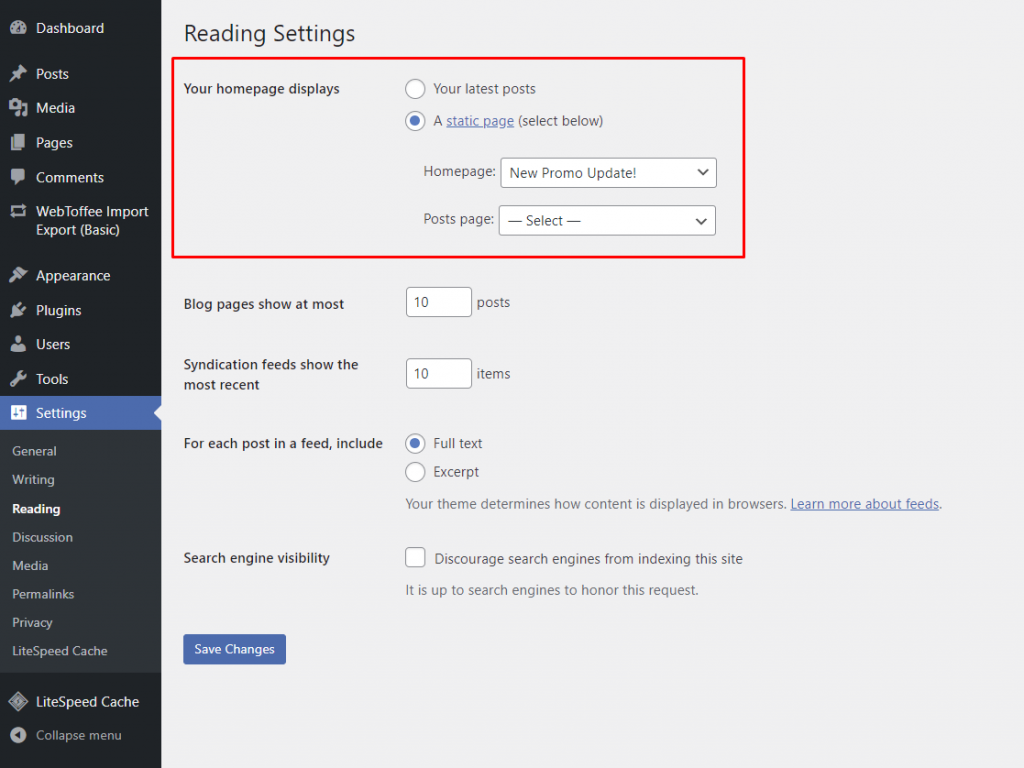 Een nieuwe statische startpagina in WordPress opzetten