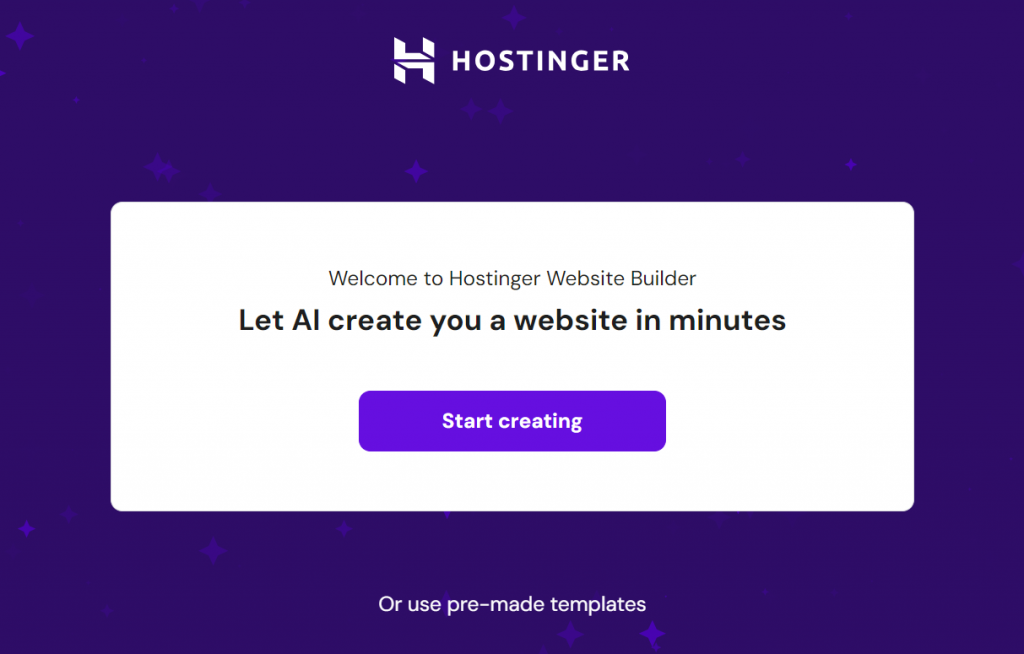 Hostinger AI onboarding