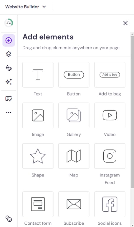 hostinger bouwer elementen toevoegen
