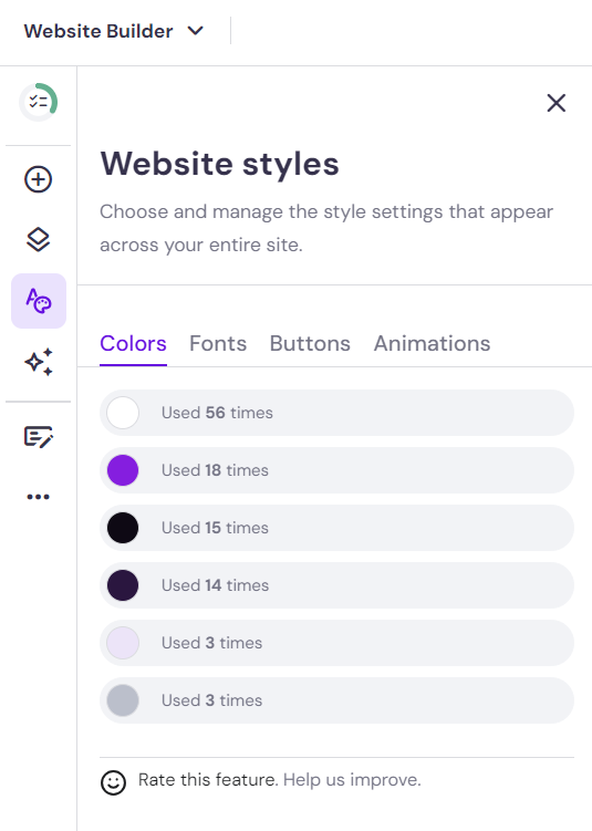 Hostinger bouwer website stijlen