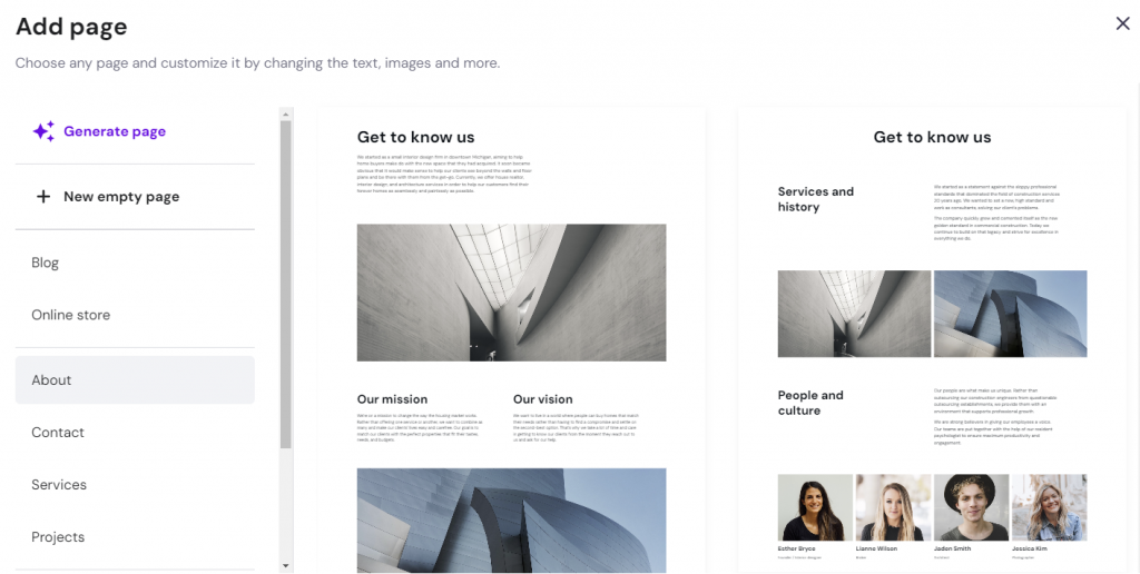 hostinger bouwer toevoegen pagina's
