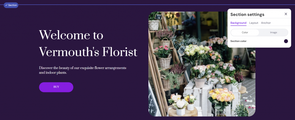 Hostinger bouwer sectie instellingen