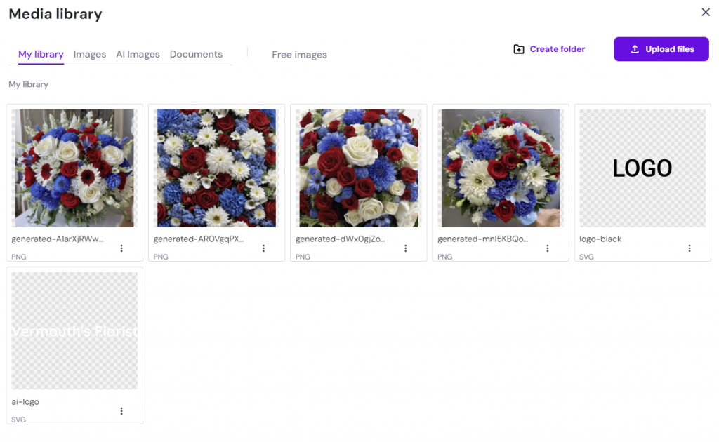 Hostinger AI media bibliotheek