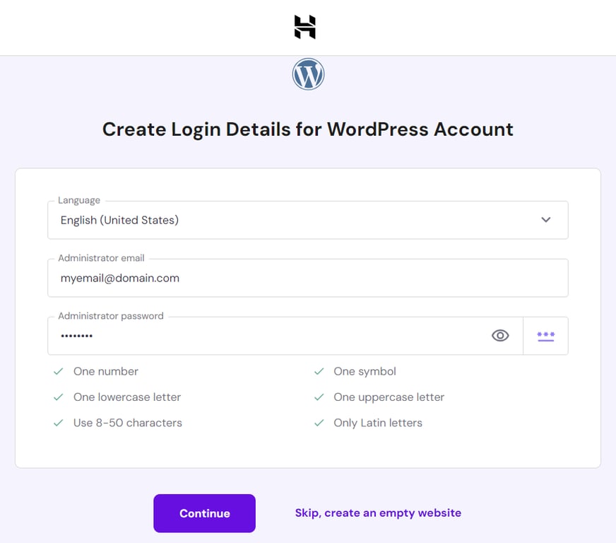 wordpress login details