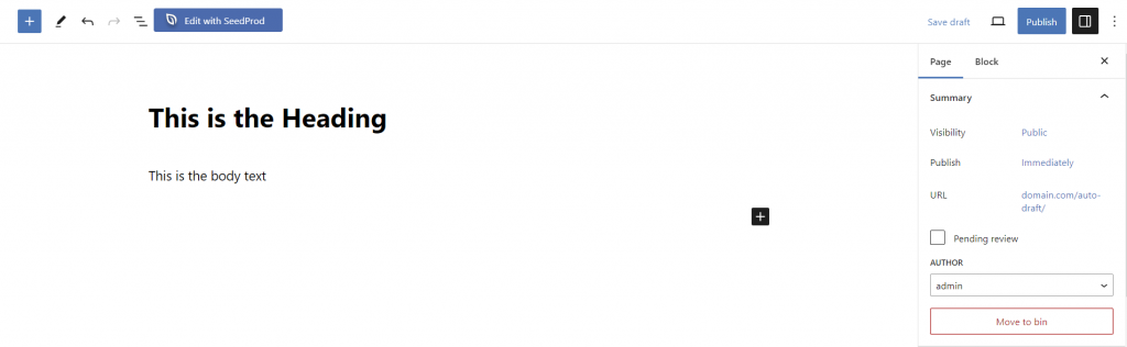 Wordpress pagina editor