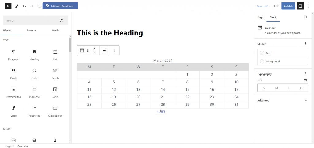 Wordpress pagina editor blokken