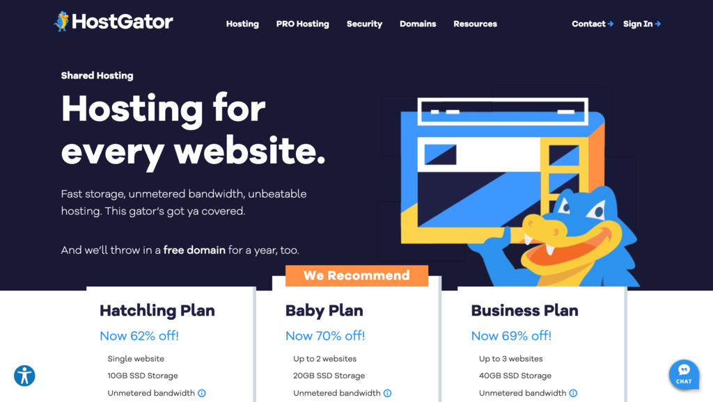 Hostgator startpagina