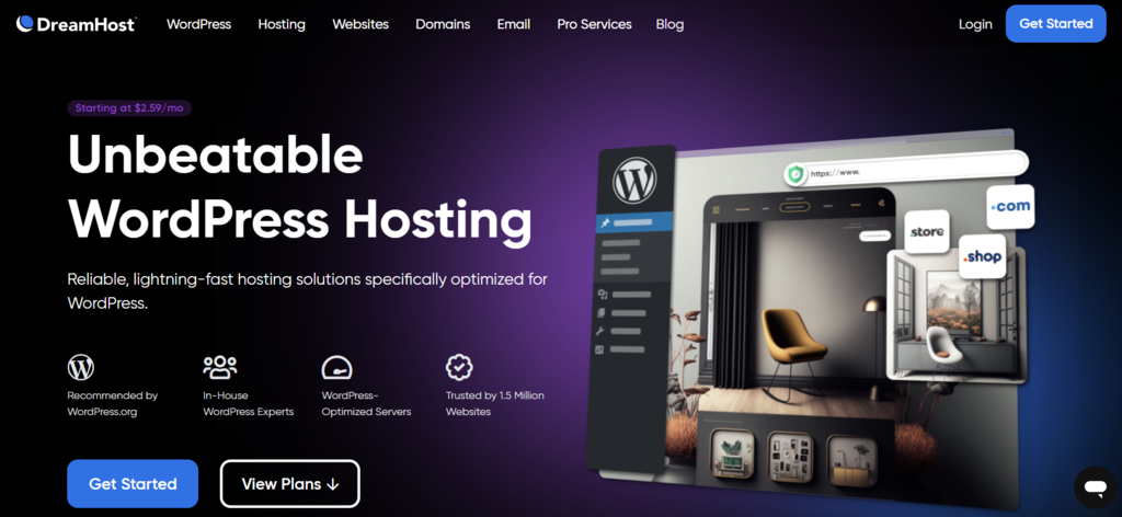 Dreamhost startpagina