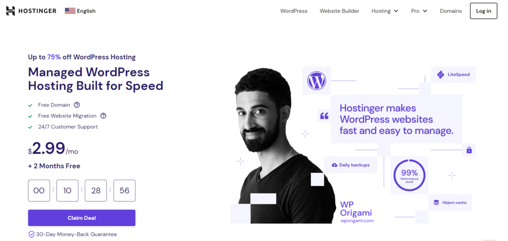 Hostinger startpagina
