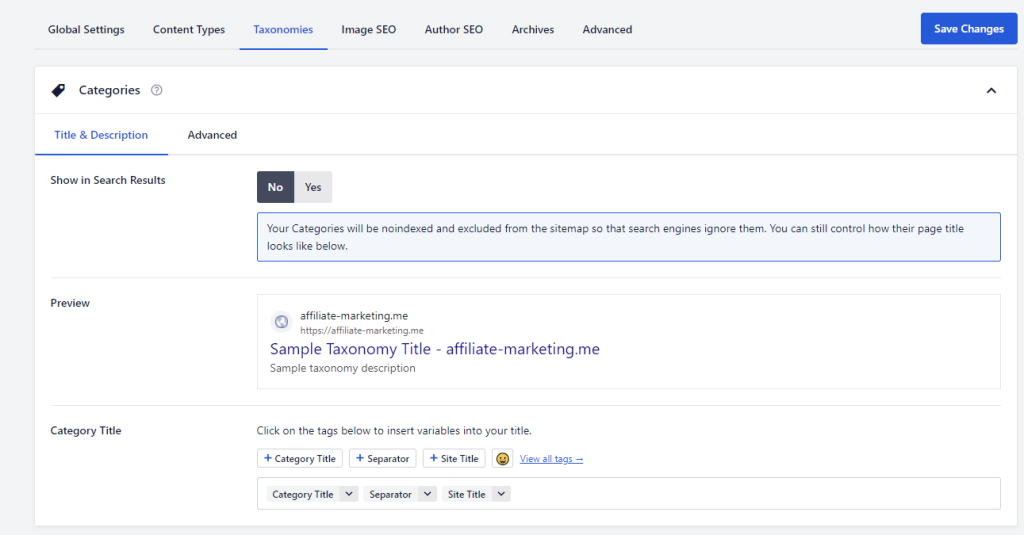 Taxonomie van een website opzetten via AIOSEO